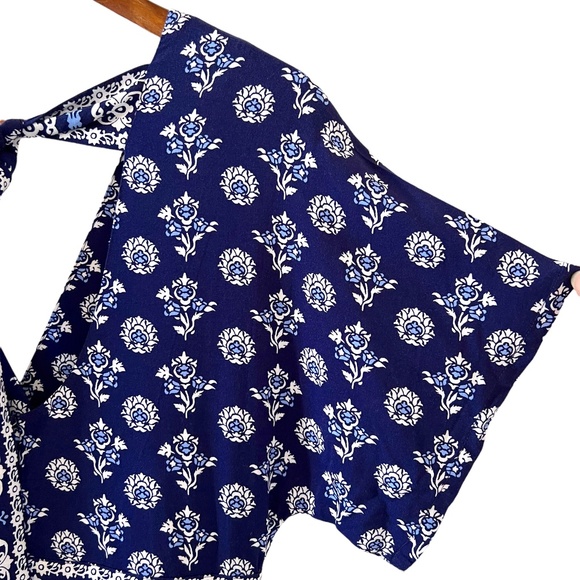 Garnet Hill Navy Blue Floral Print Maxi Dress Size 6 - Picture 11 of 16